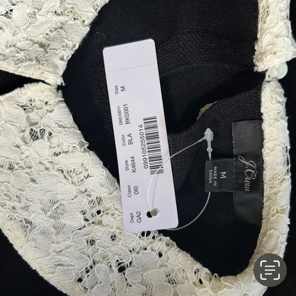 Lace Collar Tippi Sweater Classic Contrast Fitted Top (J. Crew) - Picture 3 of 5